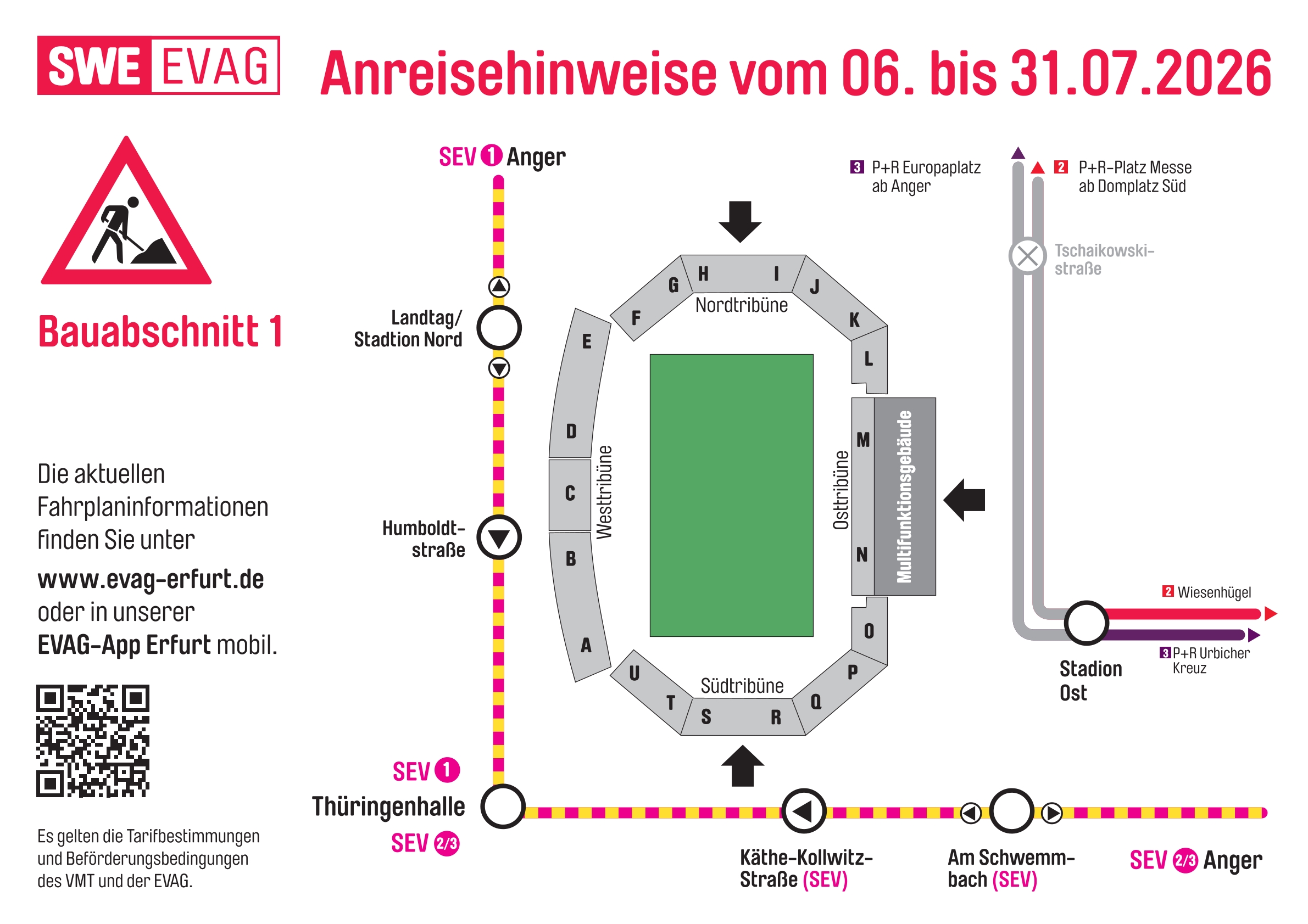 Informationen &uuml;ber eine Bauma&szlig;nahme ab 01.07.2026 betreffend Haltestellen im Umfeld des Stadions
