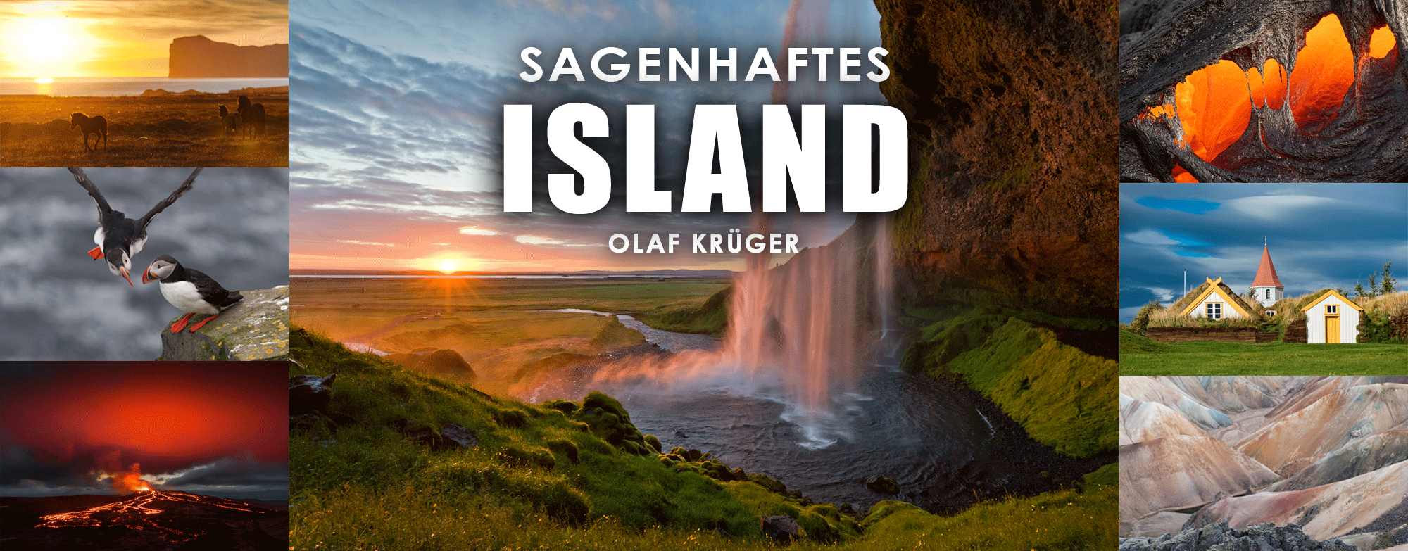 Webseiten Banner mit Veranstaltungsank&uuml;ndigung des Live-Vortrags "Sagenhaftes Island" von Olaf Kr&uuml;ger am 15. M&auml;rz 2026 im Parksaal des Steigerwaldstadion Erfurt. Darunter befindet sich der Link f&uuml;r den Ticketkauf.